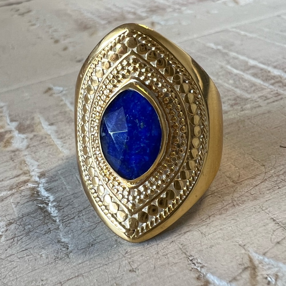 Anna Beck Sz 8 Lapis Marquise Shield Ring